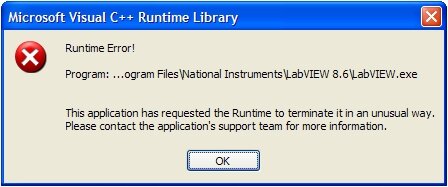 Microsoft Visual C++ Runtime Library Runtime Error Dialog